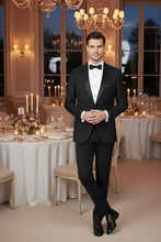 "Louis" Black 1-Button Peak Tuxedo (2-Piece Set)