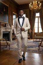 "Paris" Beige 1-Button Shawl Tuxedo (2-Piece Set)