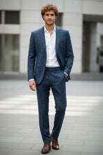 RN Collection Blue Windowpane 2-Button Notch Suit (2-Piece Set)