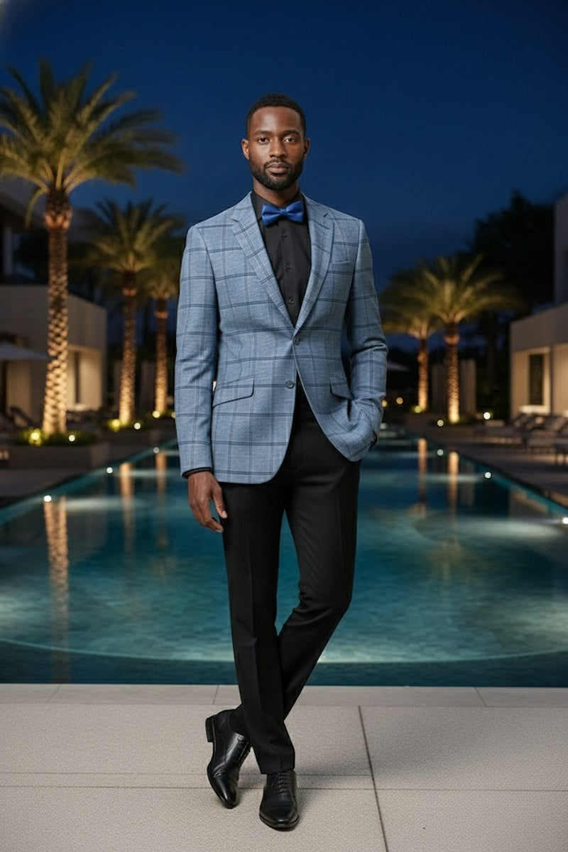 RN Collection Blue Windowpane Sports Jacket