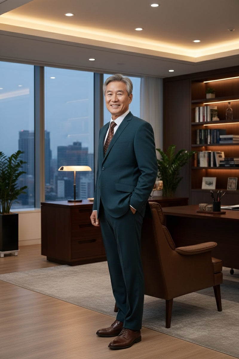 RN Collection Dark Blue 2-Button Notch Suit (2-Piece Set)