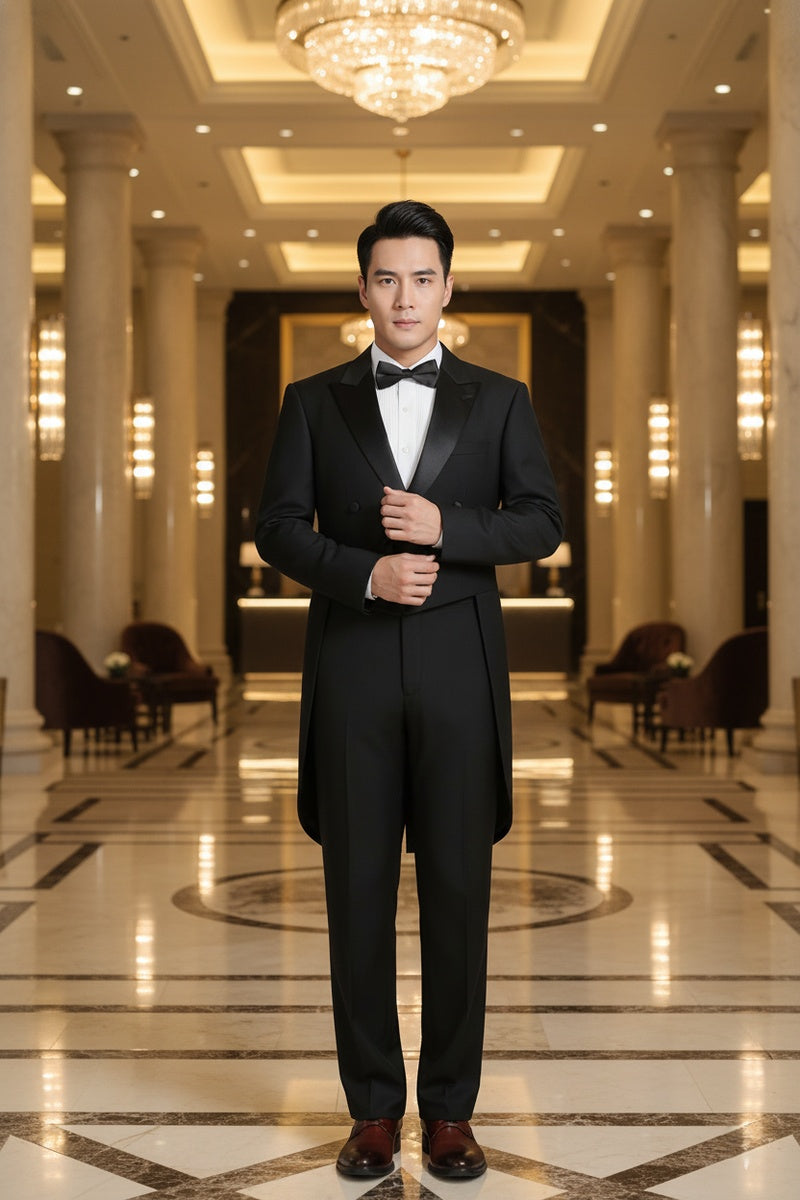 RN Collection "Gabriel" Black Tailcoat Tuxedo (2-Piece Set)