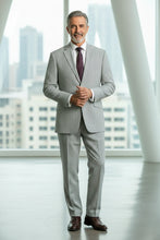 RN Collection Grey Cotton Stripe 2-Button Notch Suit (2-Piece Set)