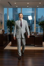 RN Collection Grey Cotton Stripe 2-Button Notch Suit (2-Piece Set)