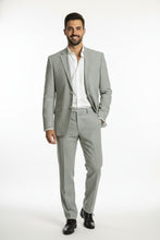 RN Collection Grey Cotton Stripe 2-Button Notch Suit (2-Piece Set)