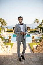 RN Collection Grey Cotton Stripe 2-Button Notch Suit (2-Piece Set)