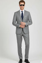 RN Collection Grey Solid 2-Button Notch Suit (2-Piece Set)