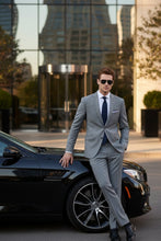 RN Collection Grey Solid 2-Button Notch Suit (2-Piece Set)