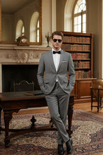 RN Collection Grey Solid 2-Button Notch Suit (2-Piece Set)