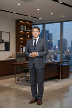 RN Collection Grey Windowpane 2-Button Notch Suit (2-Piece Set)