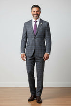 RN Collection Grey Windowpane 2-Button Notch Suit (2-Piece Set)