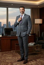 RN Collection Grey Windowpane 2-Button Notch Suit (2-Piece Set)