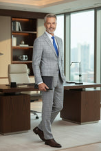 RN Collection Grey Windowpane 2-Button Notch Suit (2-Piece Set)