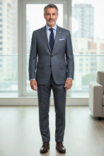 RN Collection Light Grey Windowpane 2-Button Notch Suit (2-Piece Set)