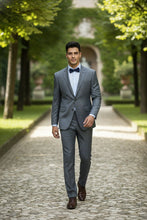 RN Collection Light Grey Windowpane 2-Button Notch Suit (2-Piece Set)