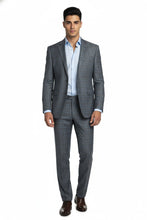 RN Collection Light Grey Windowpane 2-Button Notch Suit (2-Piece Set)