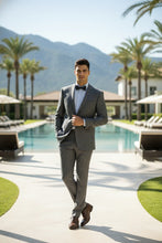 RN Collection Light Grey Windowpane 2-Button Notch Suit (2-Piece Set)