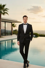 RN Collection "Louis" Black 1-Button Peak Tuxedo (2-Piece Set)