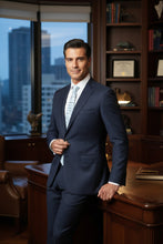 RN Collection Marine Blue Windowpane 2-Button Notch Suit (2-Piece Set)