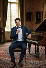 RN Collection Marine Blue Windowpane 2-Button Notch Suit (2-Piece Set)