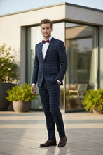 RN Collection Navy Windowpane 2-Button Notch Suit (2-Piece Set)