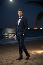 RN Collection Navy Windowpane 2-Button Notch Suit (2-Piece Set)