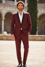 RN Collection "Paris" Burgundy 1-Button Shawl Tuxedo (2-Piece Set)