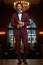 RN Collection "Paris" Burgundy 1-Button Shawl Tuxedo (2-Piece Set)