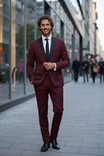 RN Collection "Paris" Burgundy 1-Button Shawl Tuxedo (2-Piece Set)