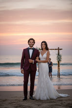 RN Collection "Paris" Burgundy 1-Button Shawl Tuxedo (2-Piece Set)