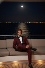 RN Collection "Paris" Burgundy 1-Button Shawl Tuxedo (2-Piece Set)