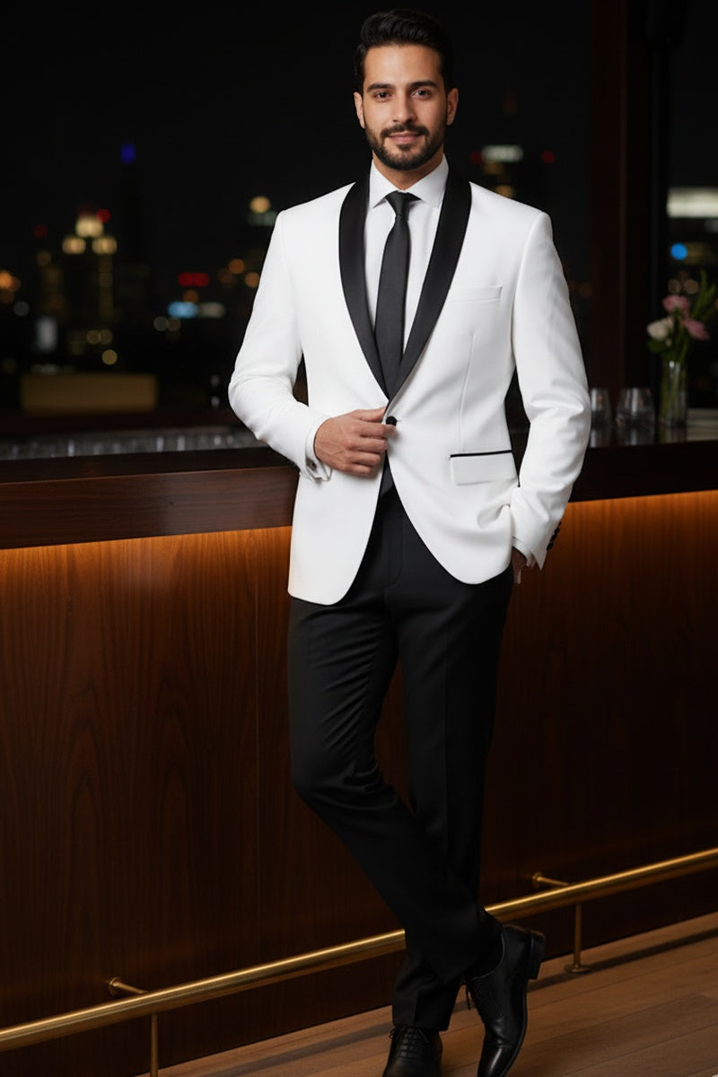 RN Collection "Paris" Off-White 1-Button Shawl Tuxedo (2-Piece Set)