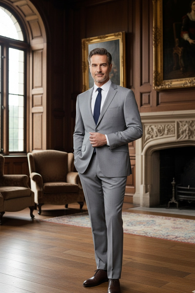 RN Collection "Rafael" Light Grey 2-Button Notch Suit (2-Piece Set)