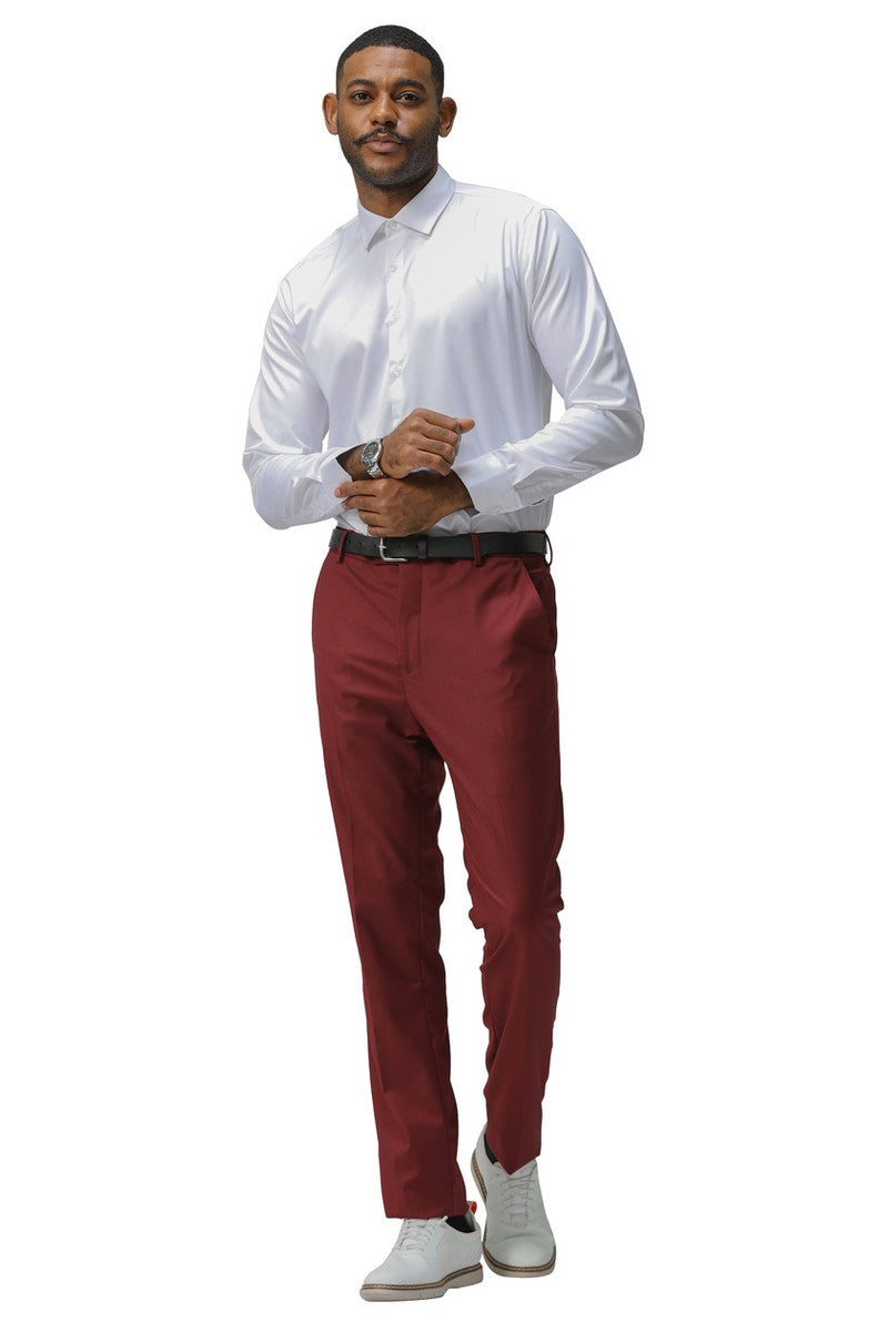 Sean Alexander "Cairo" Burgundy Plain Front Pants (Skinny Fit)