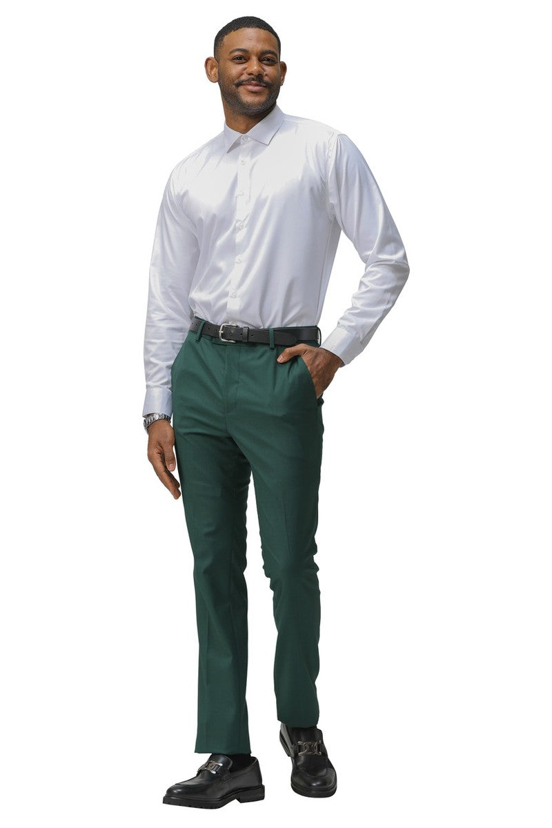 Sean Alexander "Cairo" Green Plain Front Pants (Skinny Fit)