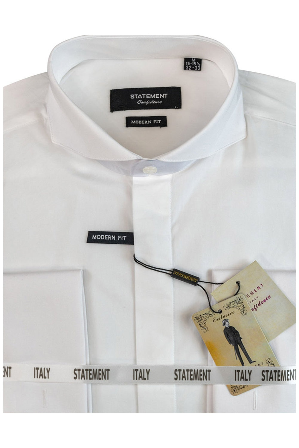 "Zephyr" White Spread Collar Dress Shirt