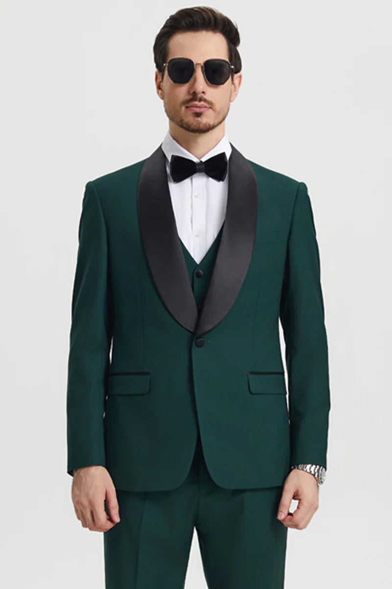 Stacy Adams "Calloway" Hunter Green 1-Button Shawl Tuxedo (3-Piece Set)
