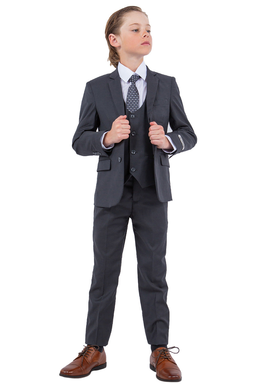 Stacy Adams "Huntington" Stacy Adams Kids Charcoal Suit (5-Piece Set)