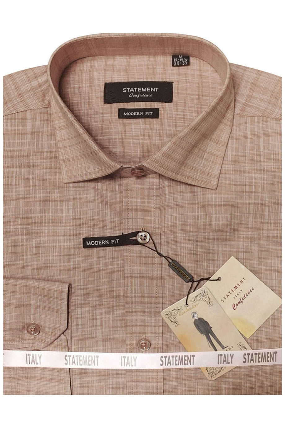 Statement "Canyon" Tan Textured Laydown Collar Dress Shirt