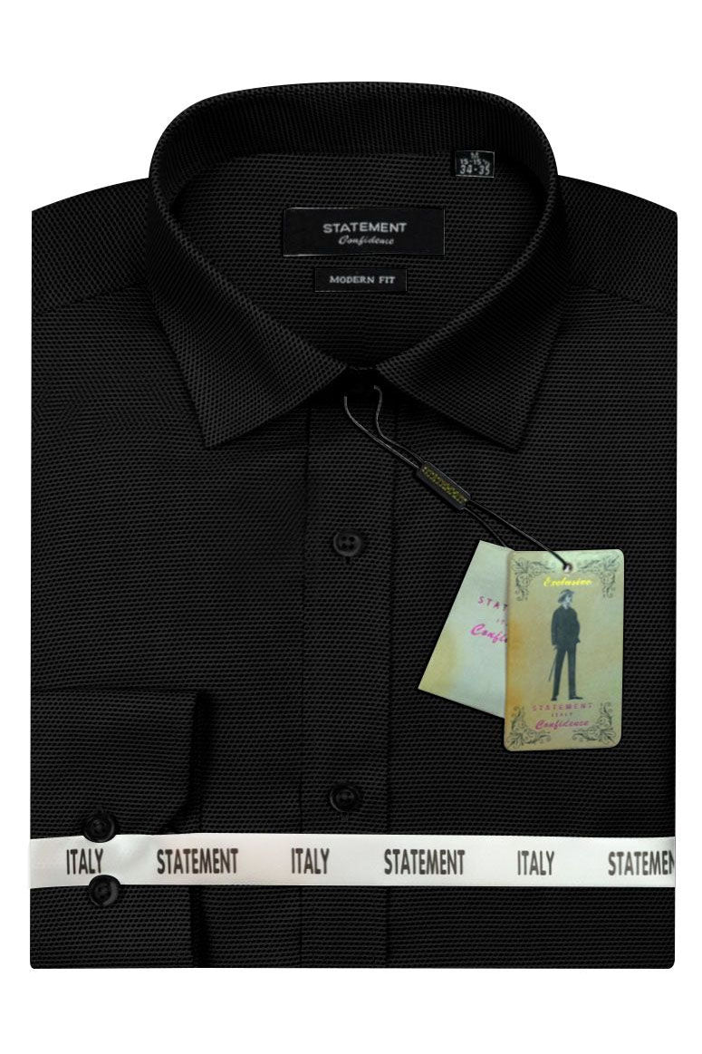 Statement "Drake" Black Pindot Laydown Dress Shirt