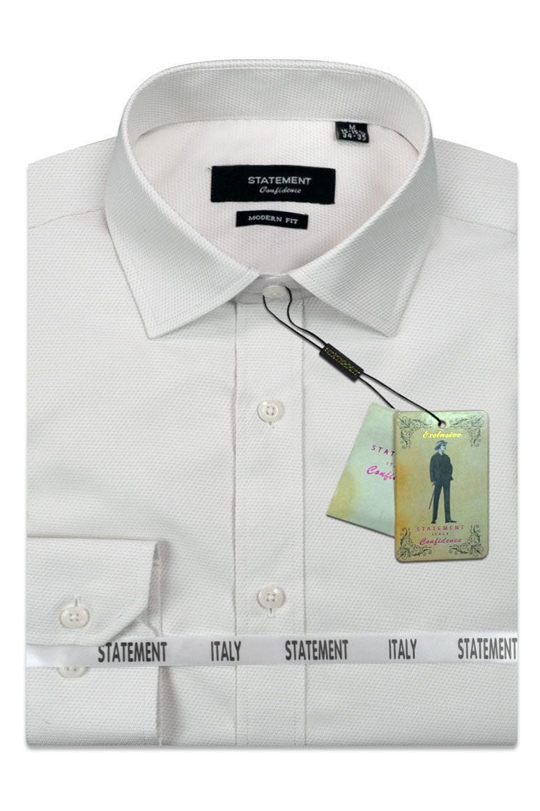 Statement "Drake" Off-White Pindot Laydown Dress Shirt