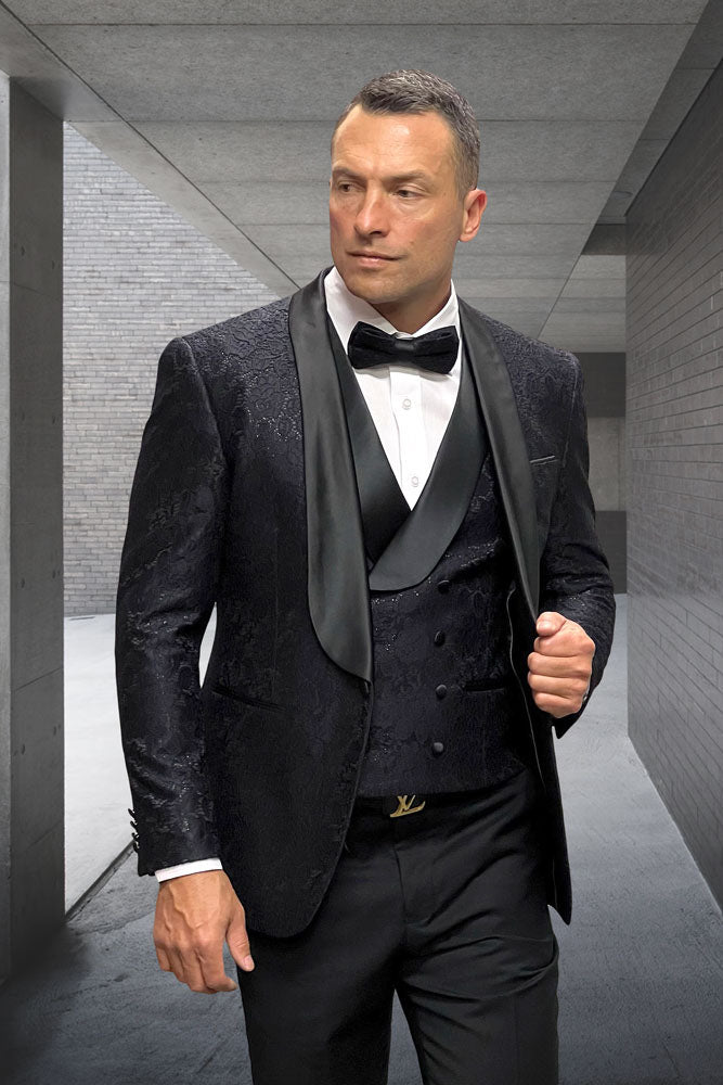 "Grammy" Black 1-Button Shawl Tuxedo (4-Piece Set)