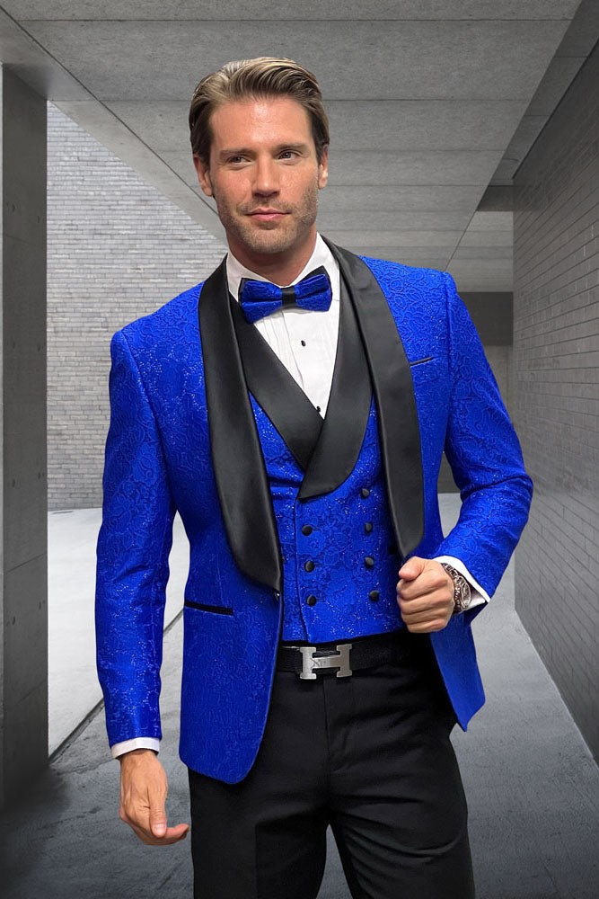 Statement "Grammy" Sapphire 1-Button Shawl Tuxedo (4-Piece Set)