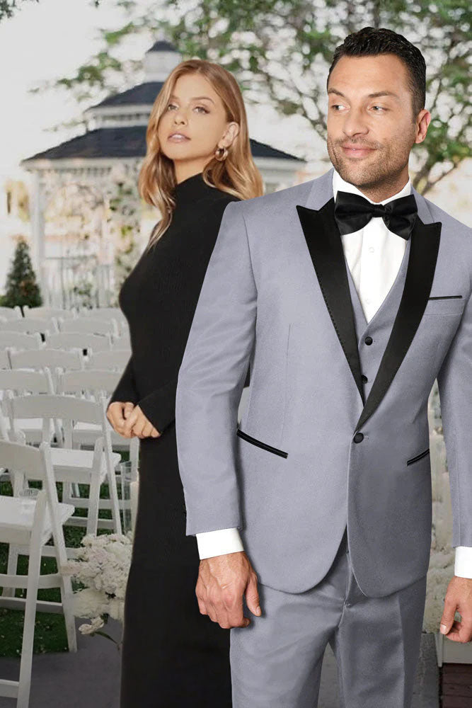Statement "Jonathan" Grey 1-Button Peak Tuxedo (4-Piece Set)