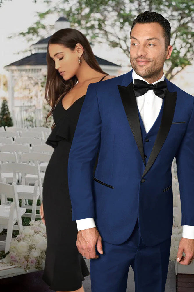 Statement "Jonathan" Sapphire 1-Button Peak Tuxedo (4-Piece Set)
