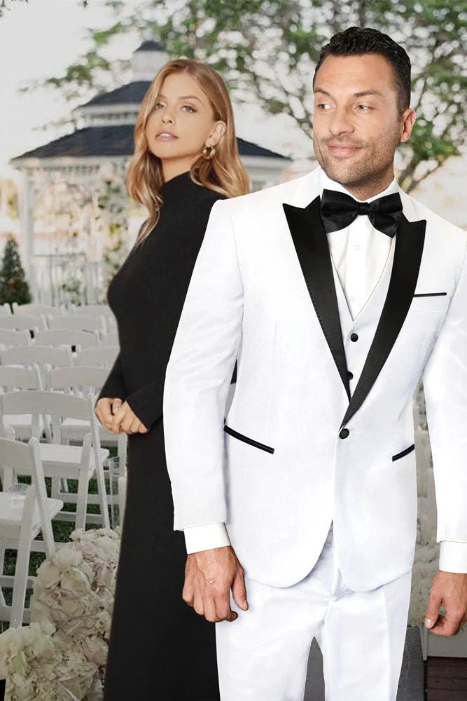 Statement "Jonathan" White 1-Button Peak Tuxedo (4-Piece Set)