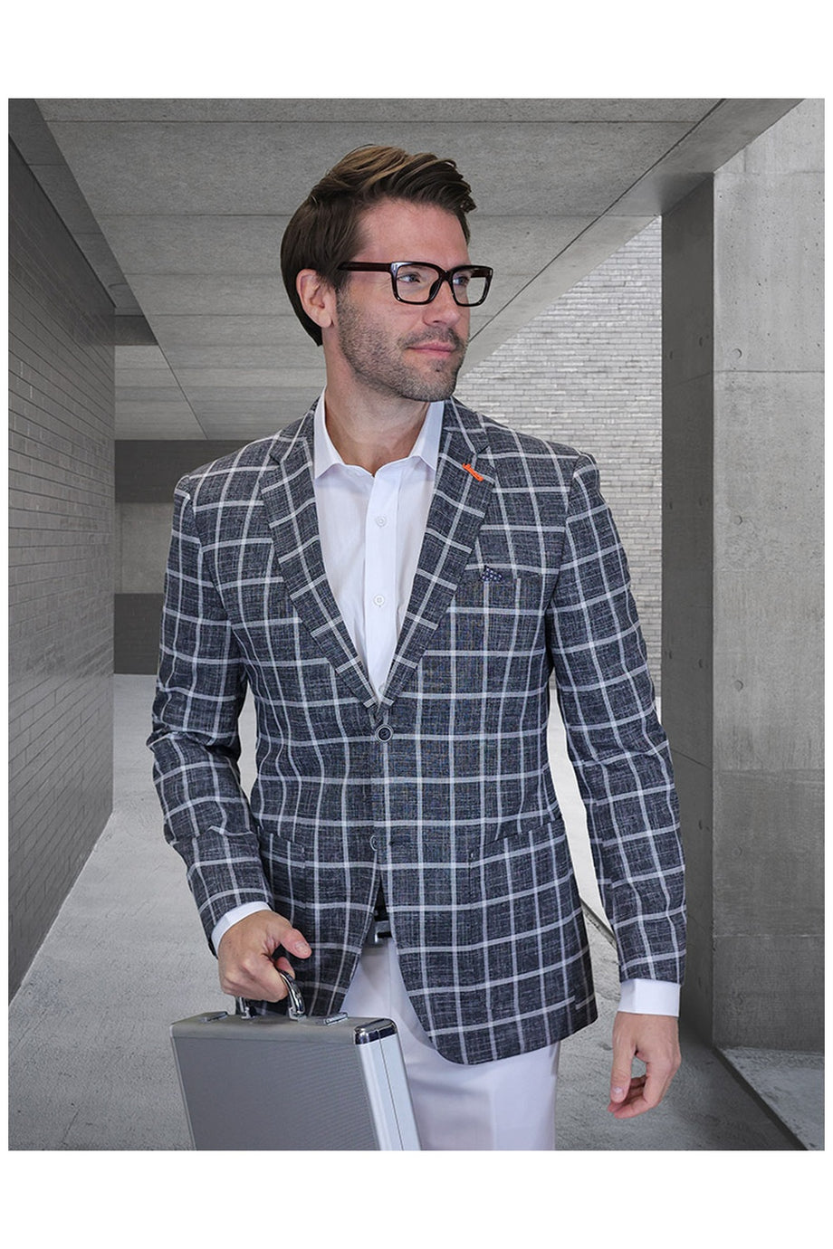 "Valentin" Black Windowpane Sports Jacket (Patch Pockets)