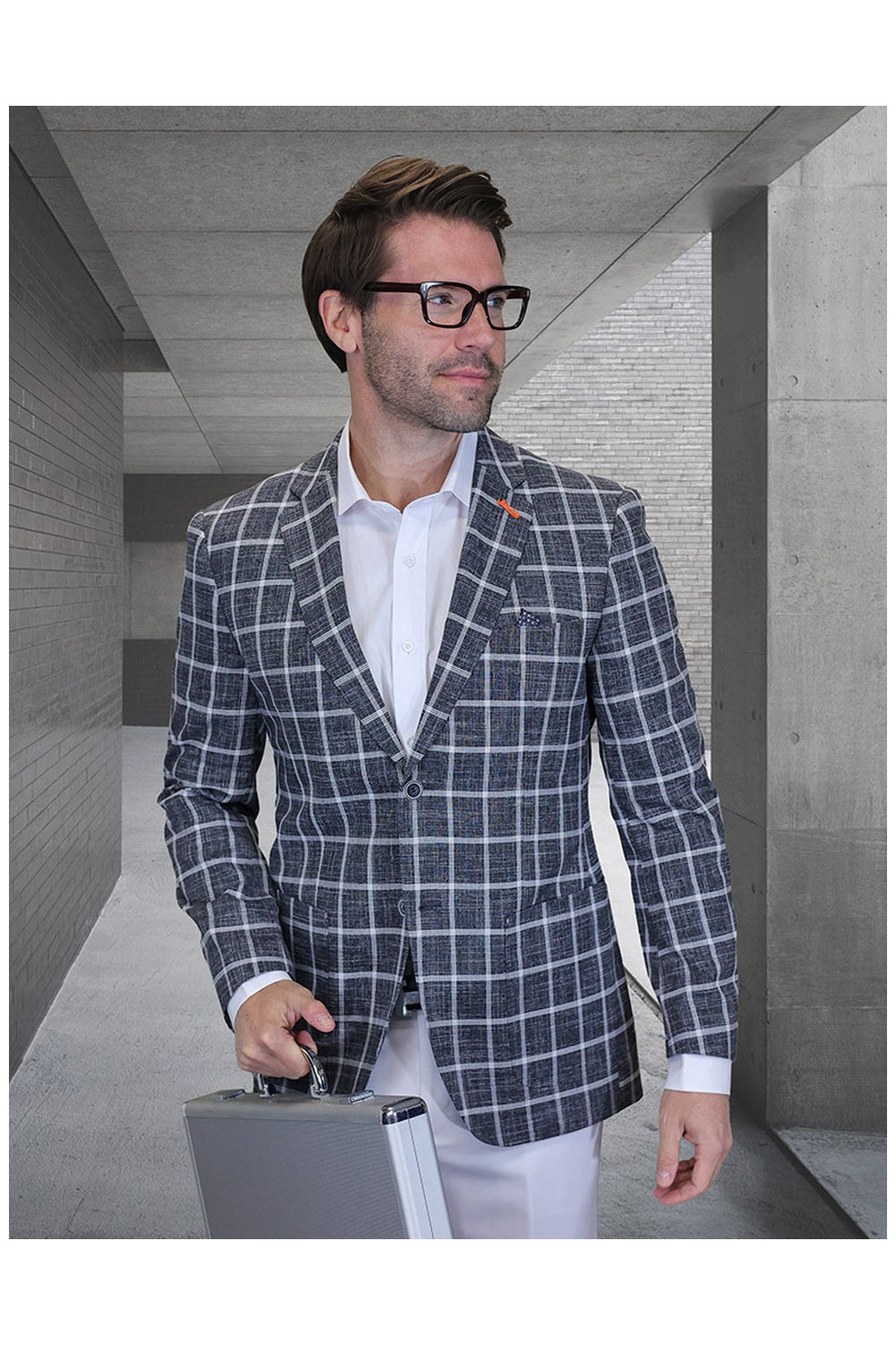 "Valentin" Black Windowpane Sports Jacket (Patch Pockets)