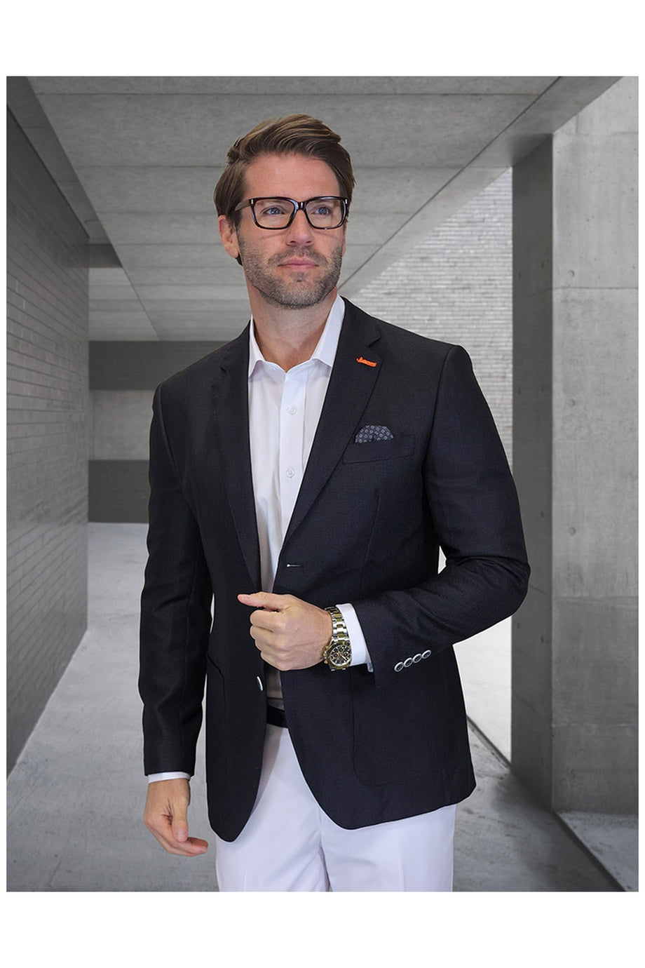 Statement "Valentin" Black Solid Sports Jacket (Patch Pockets)