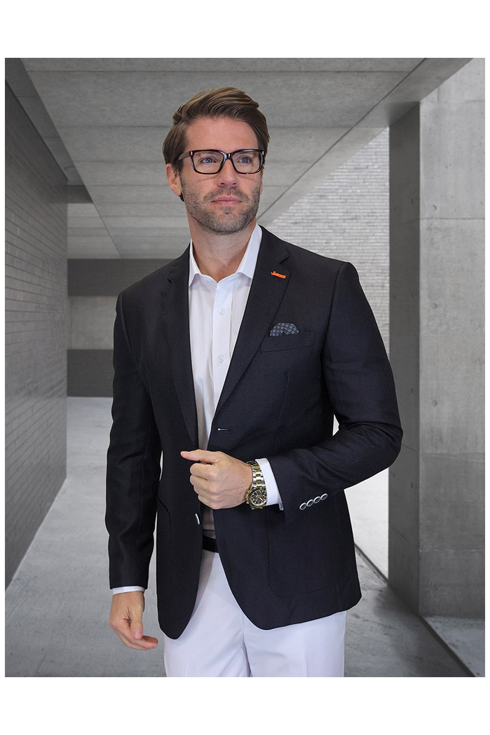 Statement "Valentin" Black Solid Sports Jacket (Patch Pockets)